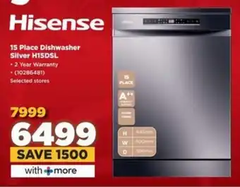 HiFi Corp Hisense 15 Place Dishwasher Silver H15DSL offer