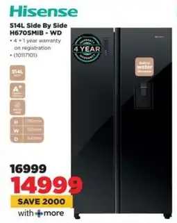 HiFi Corp Hisense Side By Side H670SMIB-WD offer