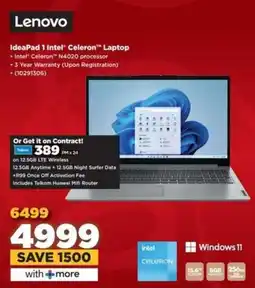 HiFi Corp Lenovo IdeaPad 1 Intel Celeron Laptop offer