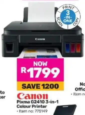 Game Canon Pixma G2410 3-in-1 Colour Printer offer