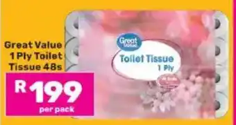 Game Great Value 1 Ply Toilet Tissue offer