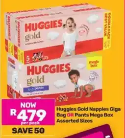 Game Huggies Gold Nappies Giga Bag OR Pants Mega Box Assorted Sizes offer