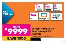 Game TCL 55" QD-Mini LED 4K Smart Google TV offer