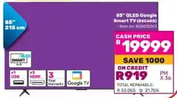 Game TCL 85" QLED Google Smart TV offer