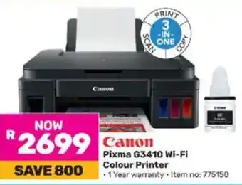 Game Canon Pixma G3410 Wi-Fi Colour Printer offer