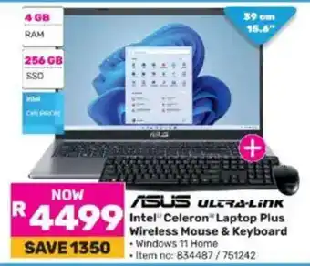 Game ASUS Intel Celeron Laptop Plus Wireless Mouse & Keyboard offer