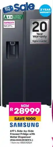 Game SAMSUNG Side-by-Side Freezer Fridge with Water Dispenser offer