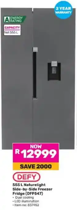 Game DEFY Naturelight Side-by-Side Freezer Fridge (DFF547) offer