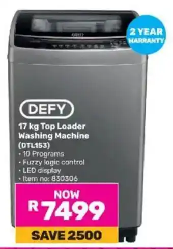 Game DEFY Top Loader Washing Machine (DTL153) offer