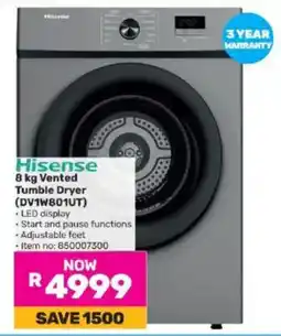 Game Hisense Vented Tumble Dryer (DV1W801UT) offer