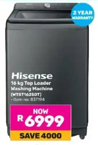 Game Hisense Top Loader Washing Machine (WT5T1625DT) offer