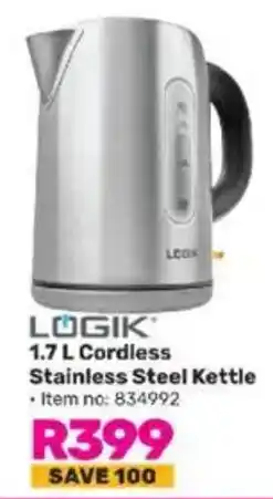 Game LOGIK Cordless Stainless Steel Kettle offer