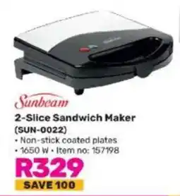 Game Sunbeam 2-Slice Sandwich Maker (SUN-0022) offer