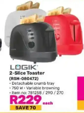 Game LOGIK 2-Slice Toaster (RSH-080472) offer