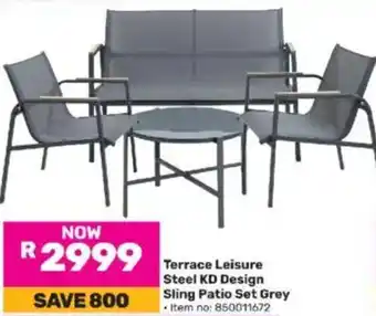 Game Terrace Leisure Steel KD Design Sling Patio Set Grey offer