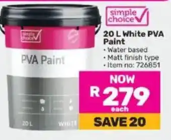 Game Simple Choice White PVA Paint offer