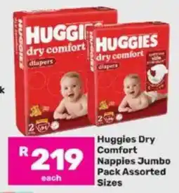 Game Huggies Dry Comfort Nappies Jumbo Pack Assorted Sizes offer