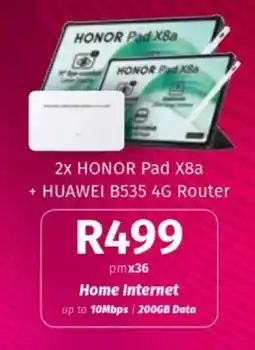 Vodacom HONOR Pad X8a + HUAWEI B535 4G Router offer