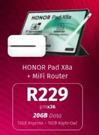 Vodacom HONOR Pad X8a + MiFi Router offer