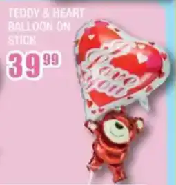 The Crazy Store Teddy & heart balloon on stick offer