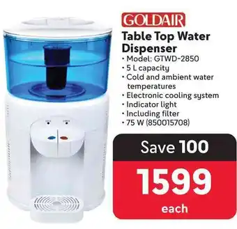 Makro GOLDAIR Table Top Water Dispenser offer