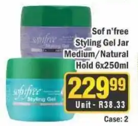 J&E Cash and Carry Sof n'free Styling Gel Jar Medium/Natural Hold offer