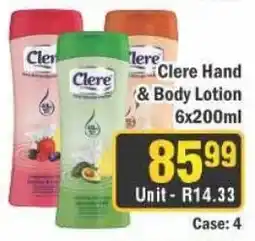 J&E Cash and Carry Clere Hand & Body Lotion offer