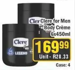 J&E Cash and Carry Clere for Men Body Crème offer