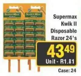 J&E Cash and Carry Supermax Kwik II Disposable Razor offer