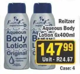 J&E Cash and Carry Reitzer Aqueous Body Lotion offer