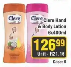 J&E Cash and Carry Clere Hand & Body Lotion offer