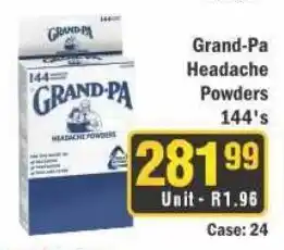 J&E Cash and Carry Grand-Pa Headache Powders offer