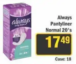 J&E Cash and Carry Always Pantyliner Normal offer