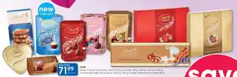 Clicks Lindt Lindor Chocolate, Heart Tin, Cornets, Gift Box, Les Grandes Slabs, Nuxor, or Swiss Premium Chocolate offer