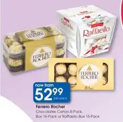 Clicks Ferrero Rocher Chocolates Carton, Box or Raffaello Box offer