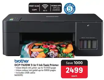 Makro Brother DCP-T420W 3-in-1 Ink Tank Printer offer