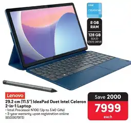 Makro Lenovo 29.2 cm (11.5") IdeaPad Duet Intel Celeron 2-in-1 Laptop offer