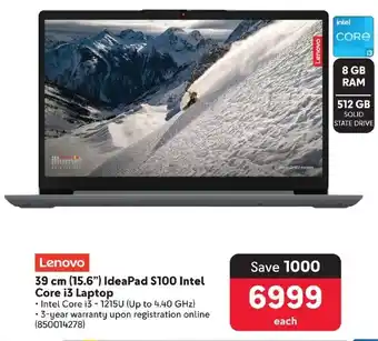 Makro Lenovo 39 cm (15.6") IdeaPad S100 Intel Core i3 Laptop offer