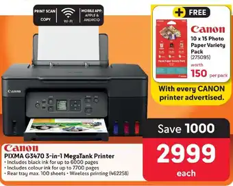 Makro Canon PIXMA G3470 3-in-1 MegaTank Printer offer