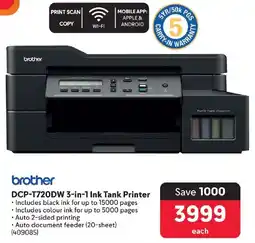 Makro Brother DCP-T720DW 3-in-1 Ink Tank Printer offer