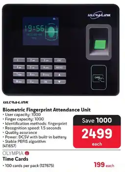 Makro ULTRA-LINK Biometric Fingerprint Attendance Unit offer