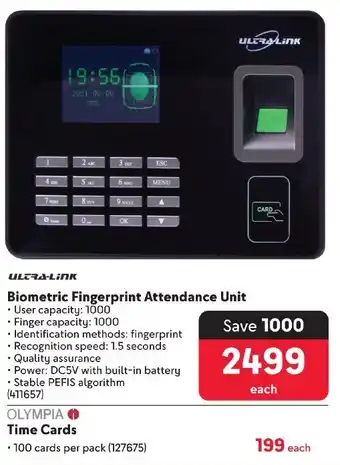 Makro ULTRA-LINK Biometric Fingerprint Attendance Unit offer