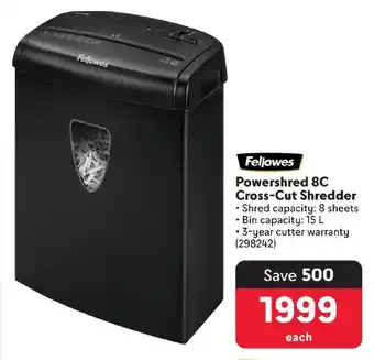 Makro Fellowes Powershred 8C Cross-Cut Shredder offer