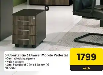 Makro Constantia 3 Drawer Mobile Pedestal offer
