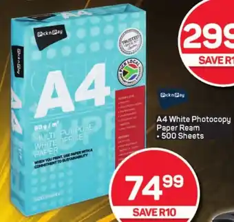 Pick n Pay Hypermarket Pick n Pay A4 White Photocopy Paper Ream offer