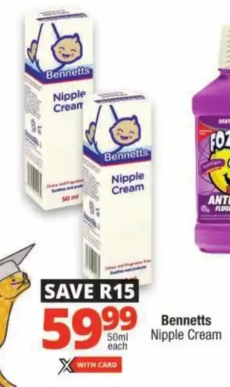 Checkers Bennetts Nipple Cream offer