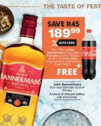 John Bannermans Red Seal Blended Scotch Whisky