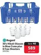 Makro Regent 30's Hiball Glasses In Blue Crate Plus 6 Free Shooters-Per Crate offer