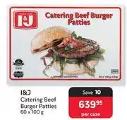 Makro I&J Catering Beef Burger Patties-60 x 100g Per Case offer