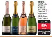 Makro Krone Night Nectar Demi Sec,Brut Rose,Rose Vintage Demi Sec Or Borealis Brut-6 x 750ml Per Case offer